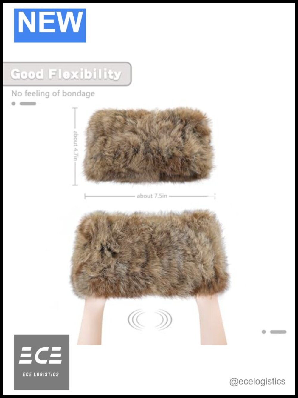 Knitted Rex Rabbit Fur Neck Warmer Infinity Loop Scarf - Picture 4 of 4